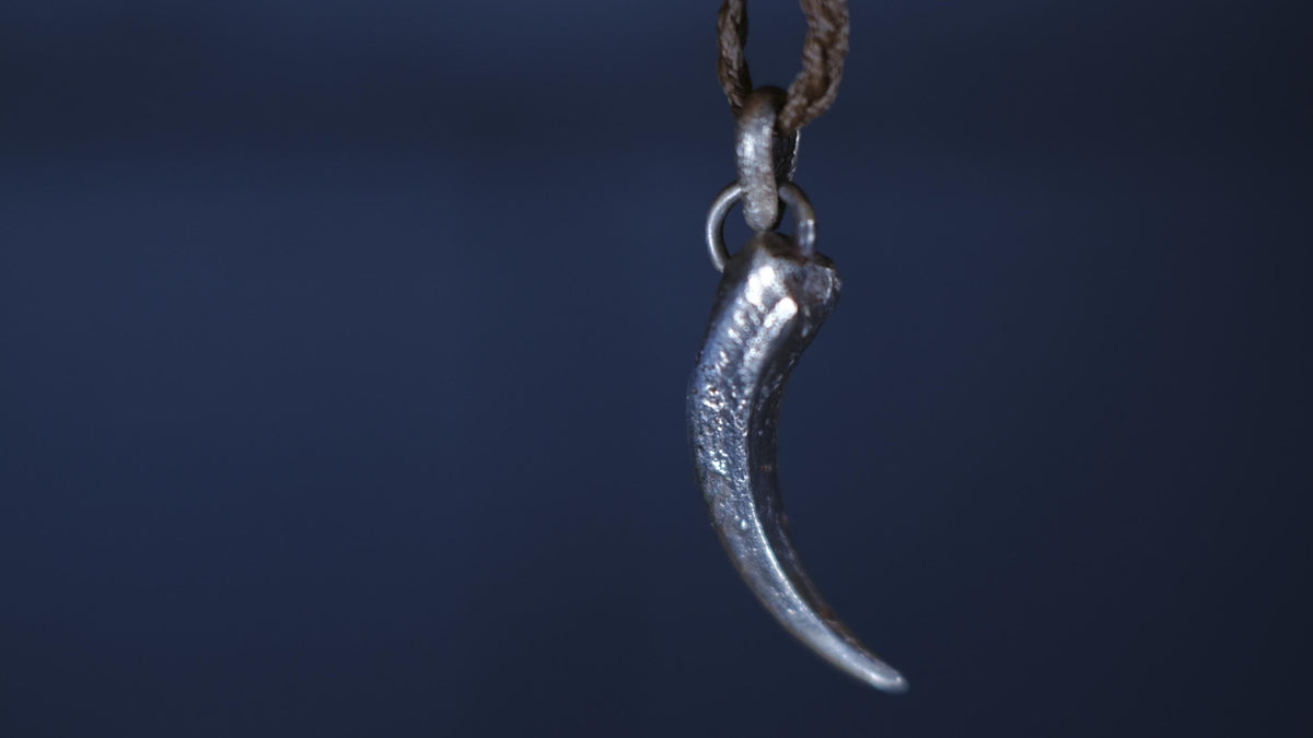Eagle Talon Talisman Pendant in Sterling Silver on Adjustable Cord