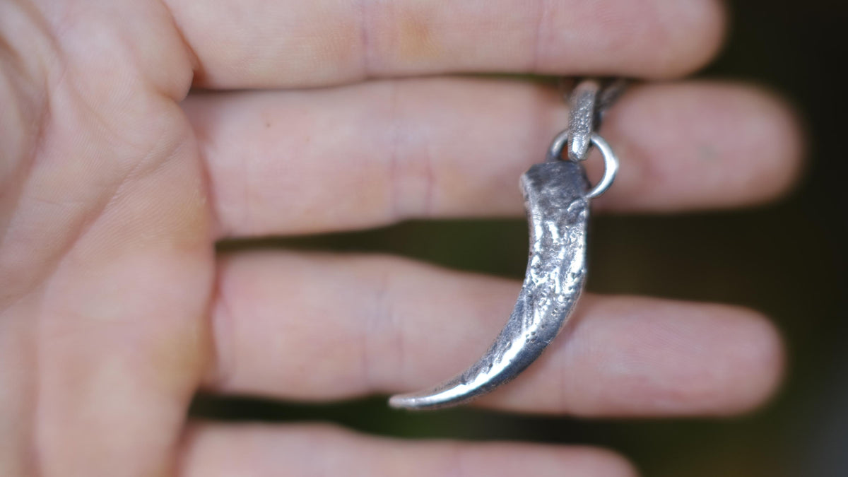 Eagle Talon Talisman Pendant in Sterling Silver on Adjustable Cord