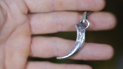Handmade sterling silver eagle talon spirit animal talisman with oxidised finish