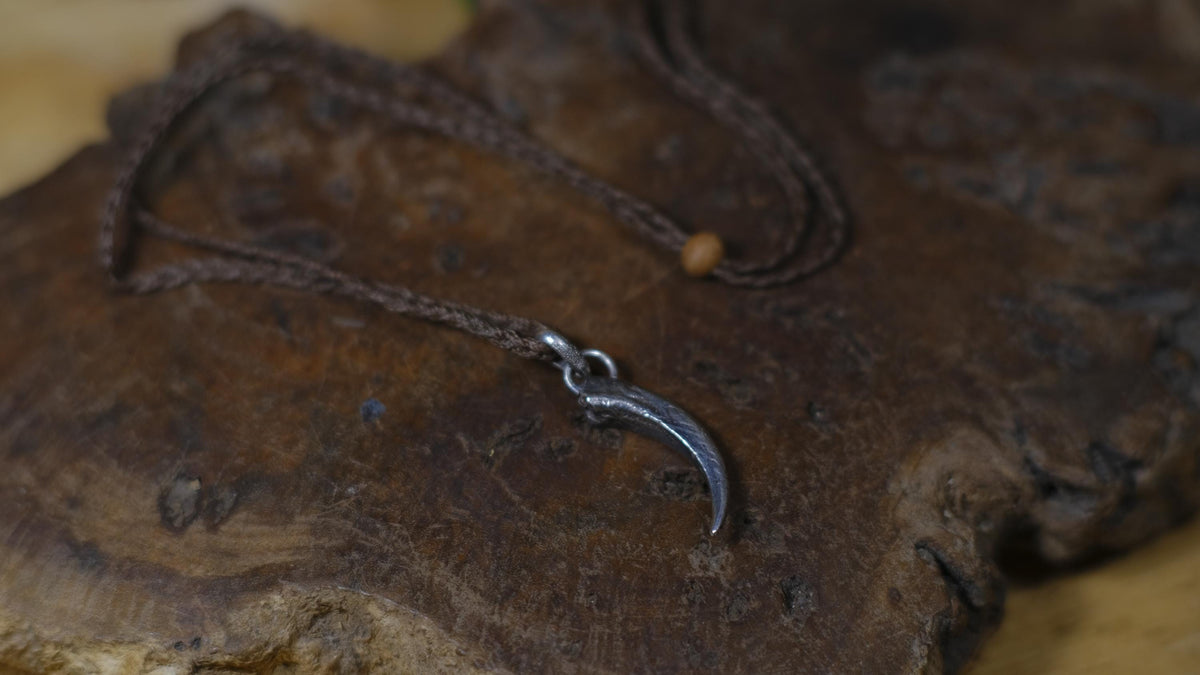 Eagle Talon Talisman Pendant in Sterling Silver on Adjustable Cord