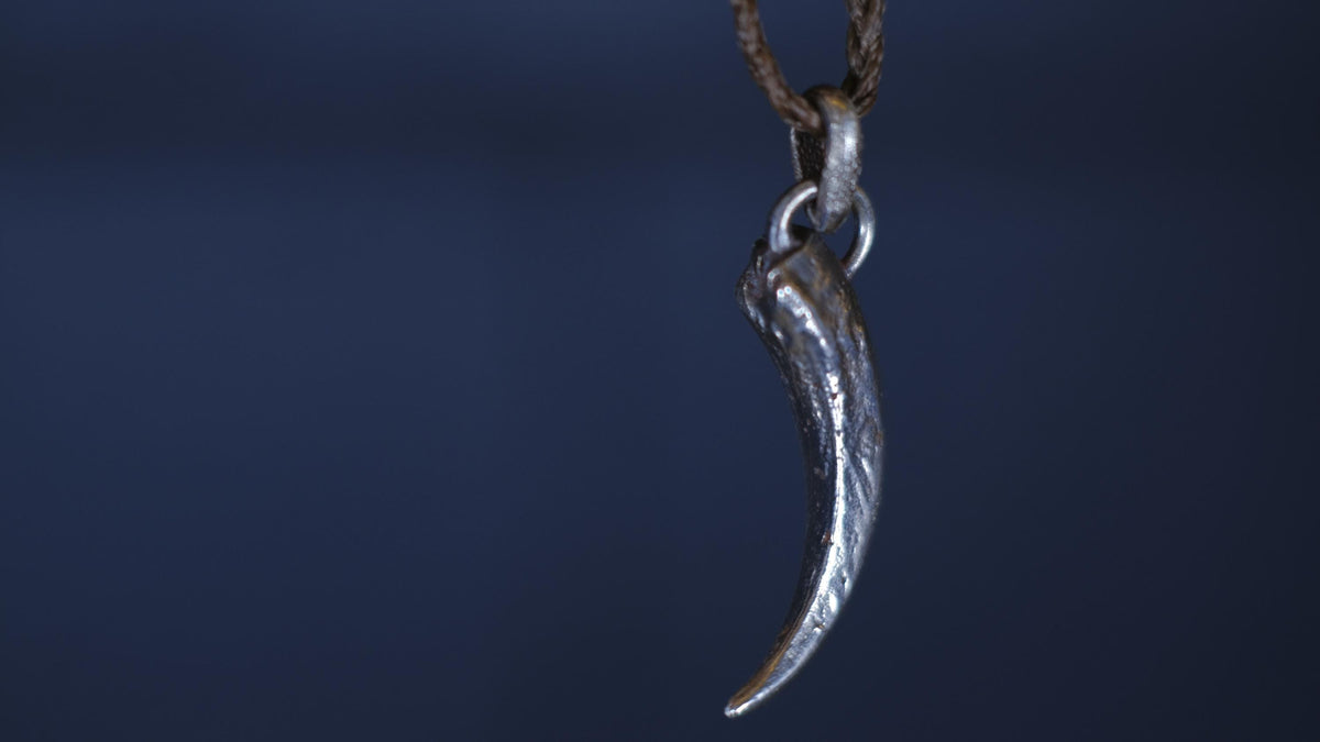 Eagle Talon Talisman Pendant in Sterling Silver on Adjustable Cord