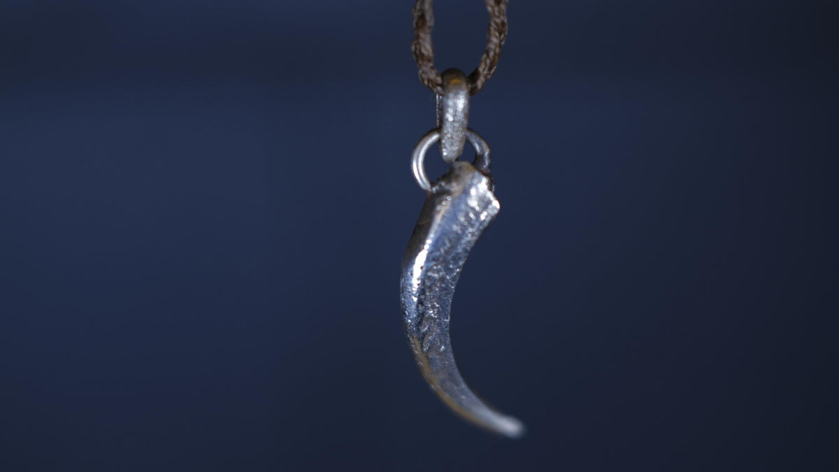 Eagle Talon Talisman Pendant in Sterling Silver on Adjustable Cord