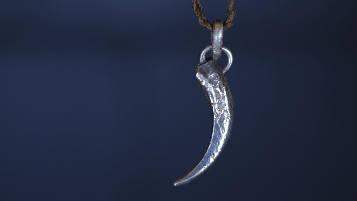 Eagle Talon Talisman Pendant in Sterling Silver on Adjustable Cord