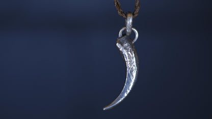 Handmade sterling silver eagle talon spirit animal talisman with oxidised finish