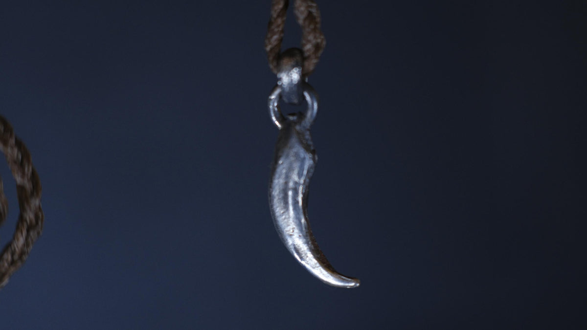 Small Eagle Talon Talisman Pendant in Sterling Silver on Adjustable Cord