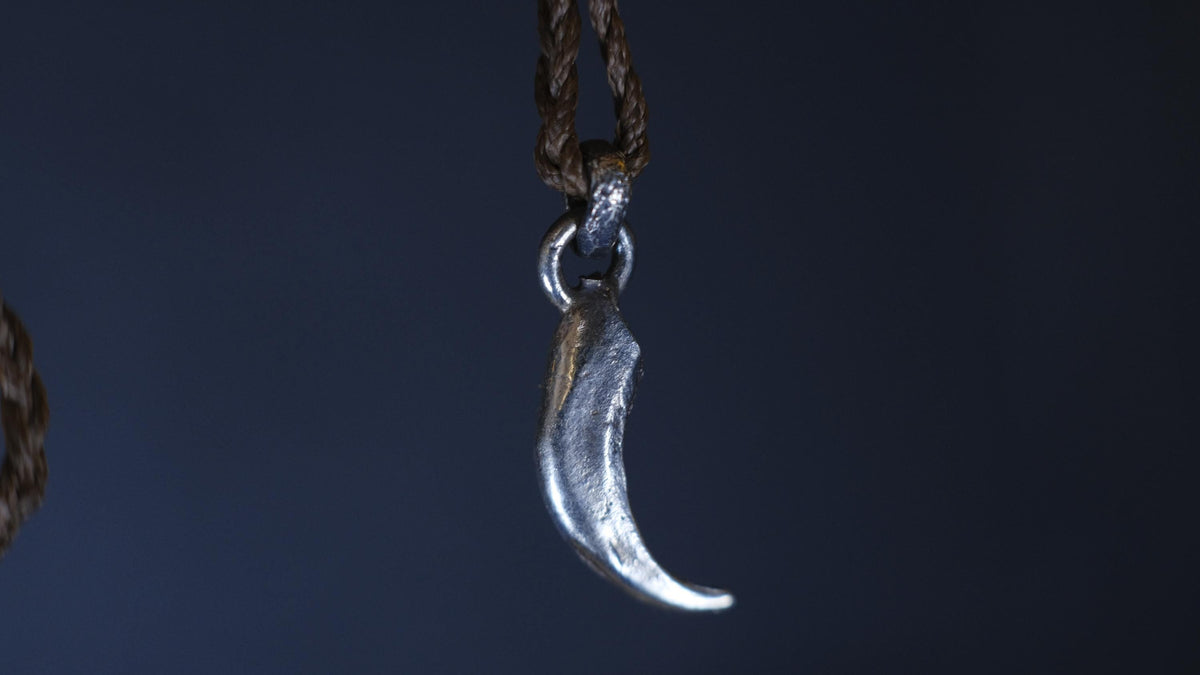 Small Eagle Talon Talisman Pendant in Sterling Silver on Adjustable Cord