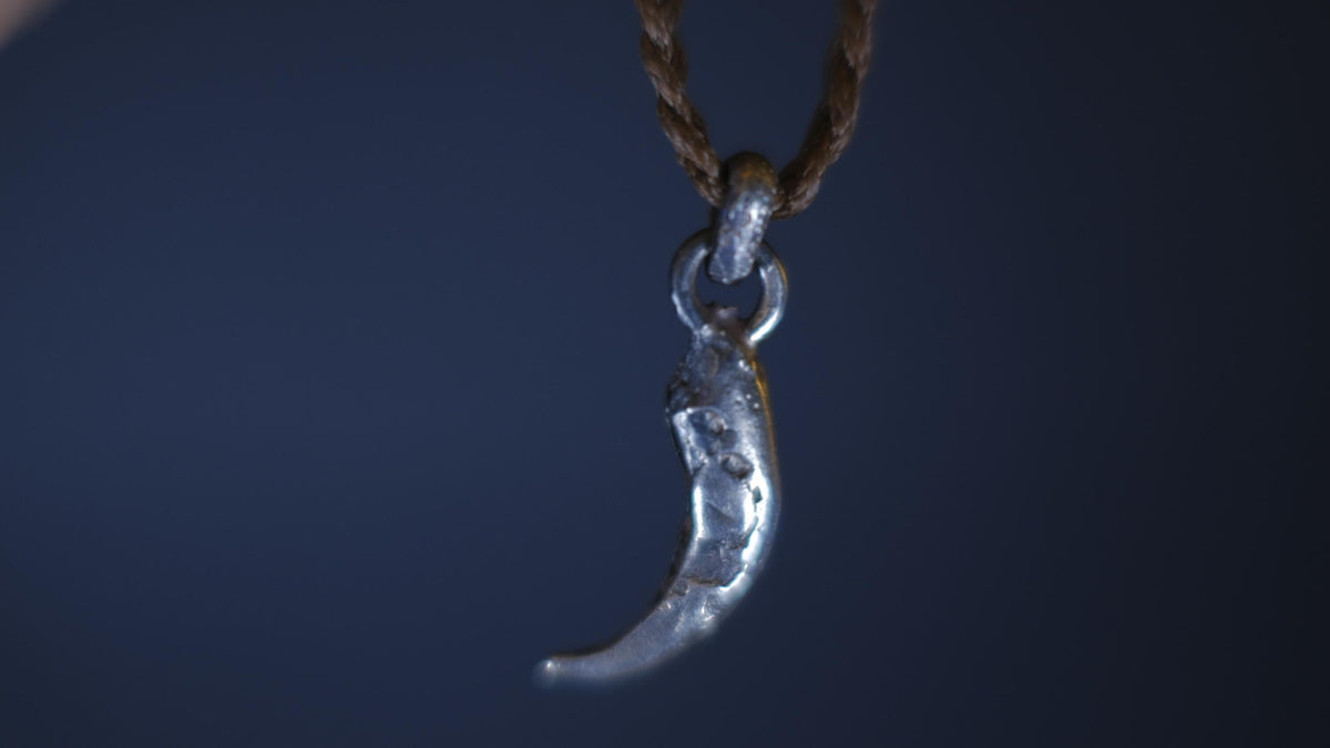 Small Eagle Talon Talisman Pendant in Sterling Silver on Adjustable Cord