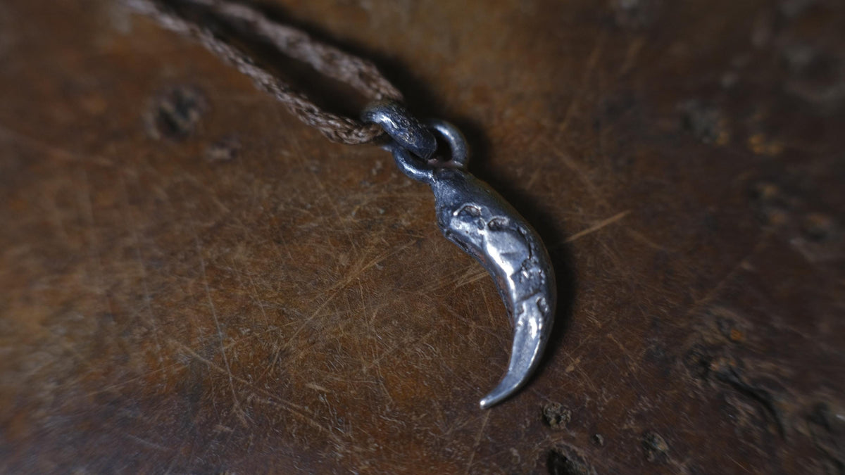 Small Eagle Talon Talisman Pendant in Sterling Silver on Adjustable Cord