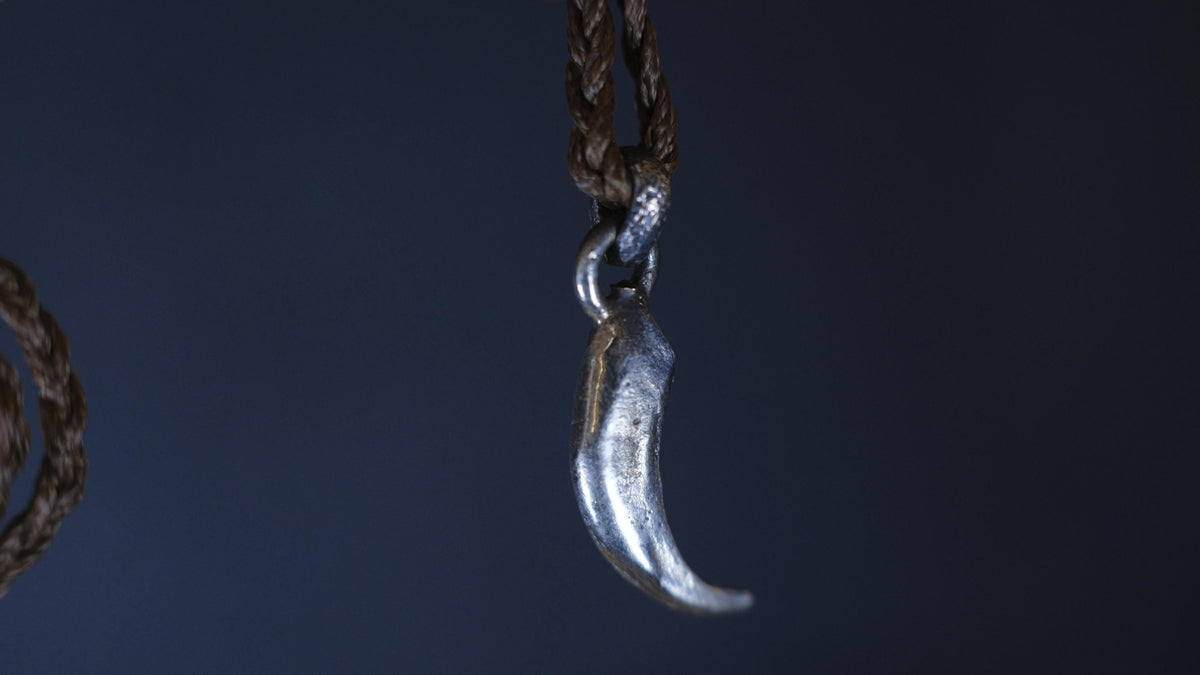 Small Eagle Talon Talisman Pendant in Sterling Silver on Adjustable Cord
