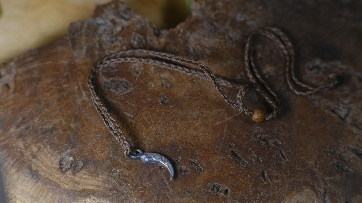 Small Eagle Talon Talisman Pendant in Sterling Silver on Adjustable Cord
