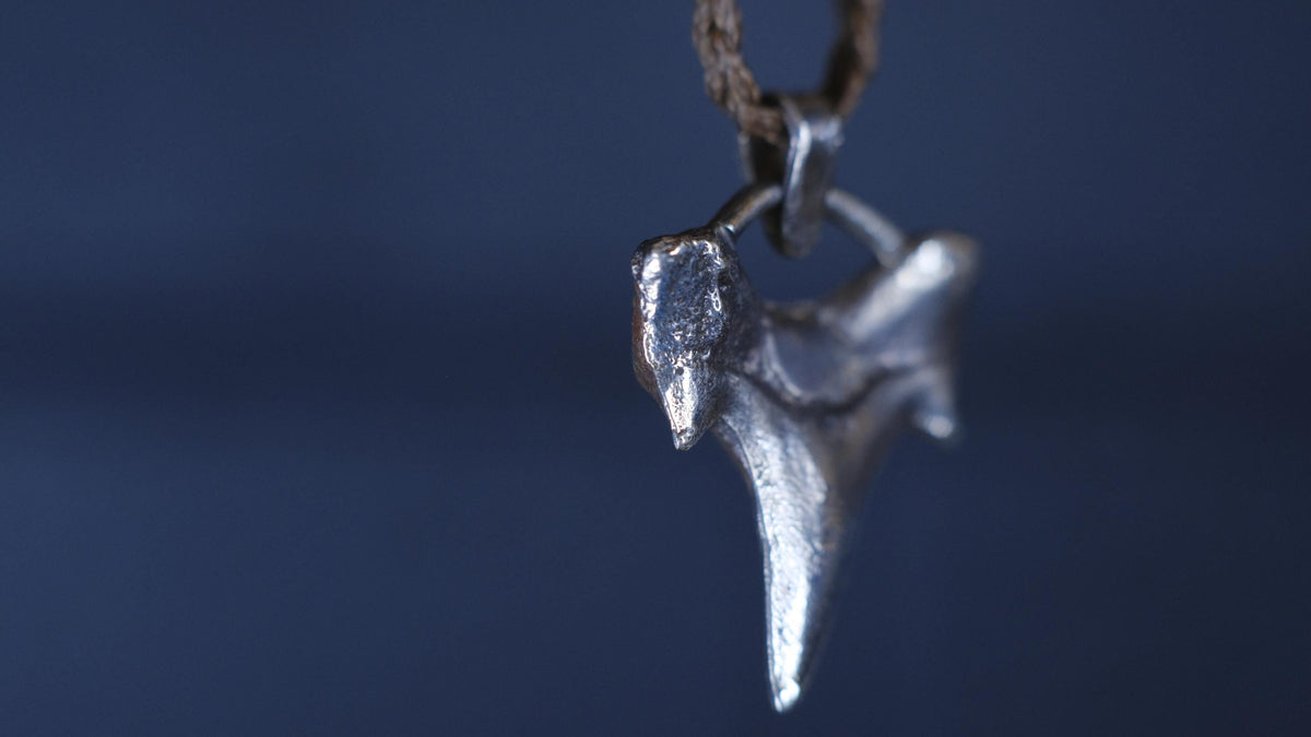 Sterling Silver Shark Tooth Pendant on Adjustable Cord Necklace