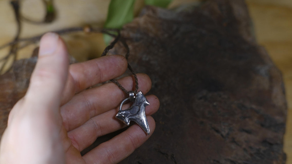 Sterling Silver Shark Tooth Pendant on Adjustable Cord Necklace