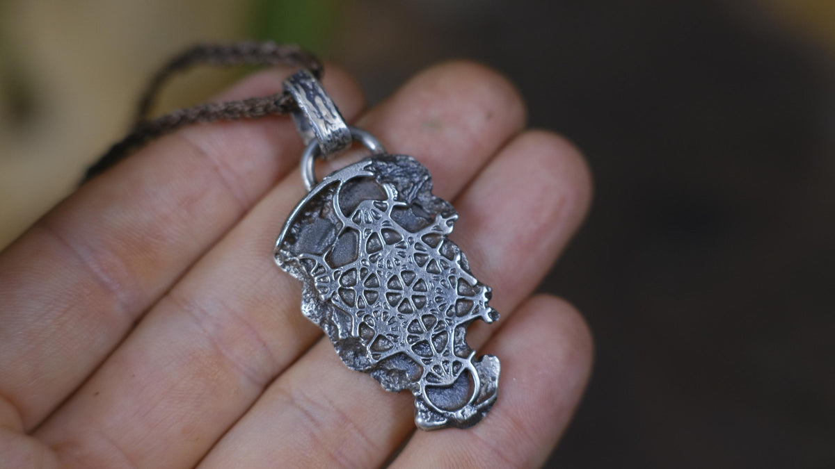 Handmade Sterling Silver Metatron's cube Pendant - Sacred Geometry Jewelry - Oxidised FInish
