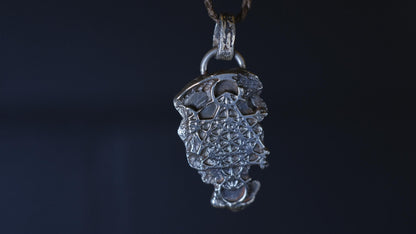 Handmade sterling silver Metatron's Cube talisman with oxidised sacred geometry design