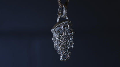 Handmade sterling silver Metatron's Cube talisman with oxidised sacred geometry design