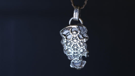 Handmade Sterling Silver Metatron's cube Pendant - Sacred Geometry Jewelry - Oxidised FInish