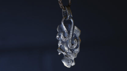 Handmade sterling silver Metatron's Cube talisman with oxidised sacred geometry design