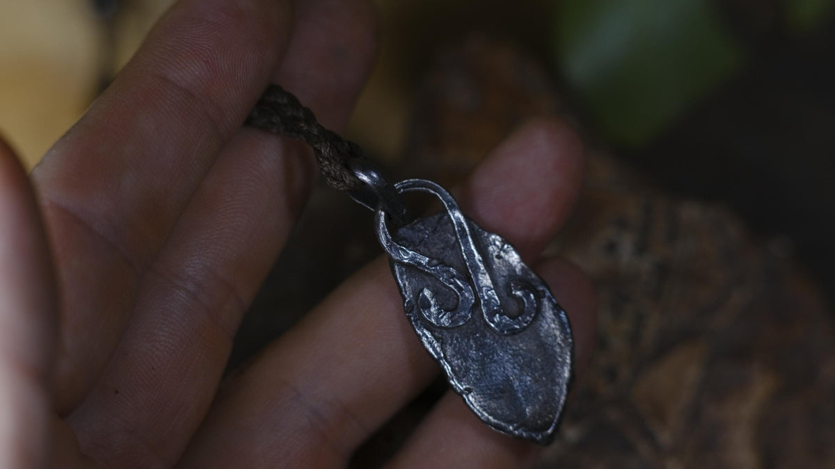 Mayan Temple Relic Talisman Pendant in Sterling Silver on Adjustable Necklace