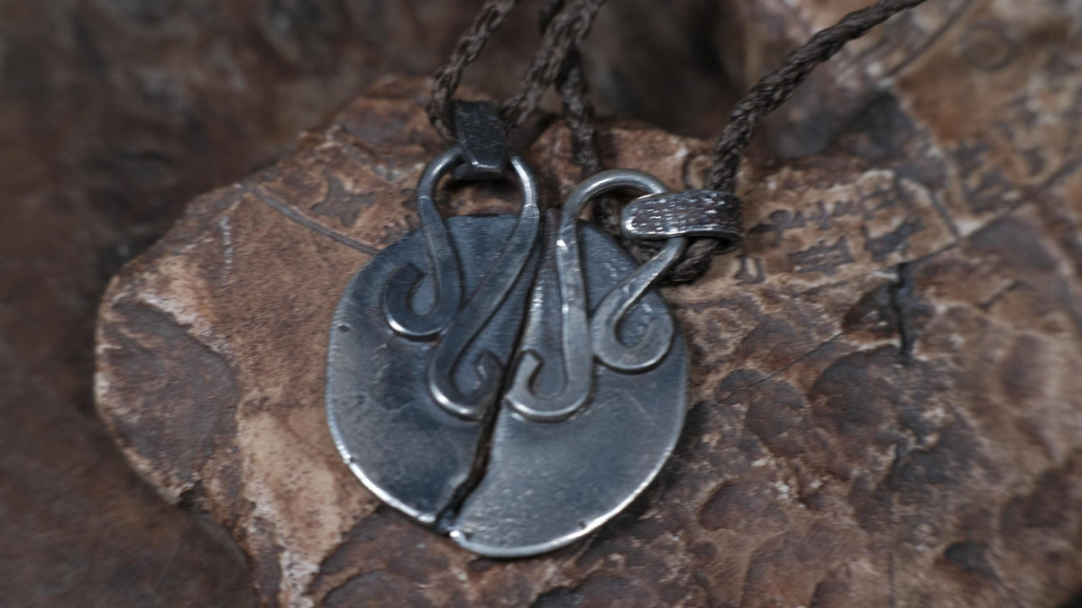 Pair of Temple Relic Amulets ~ Rustic Textured Silver Sacred Geometry Pendants