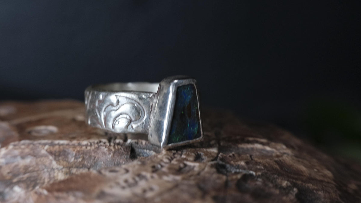 Rugged Pirate Style Boulder Opal Ring