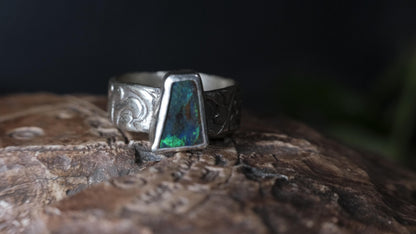 Rugged Pirate Style Boulder Opal Ring