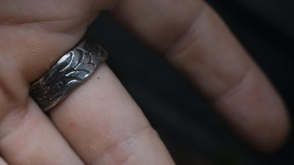 Australian opalised wood fossil ring in 9ct yellow gold and textured sterling silver, size 9