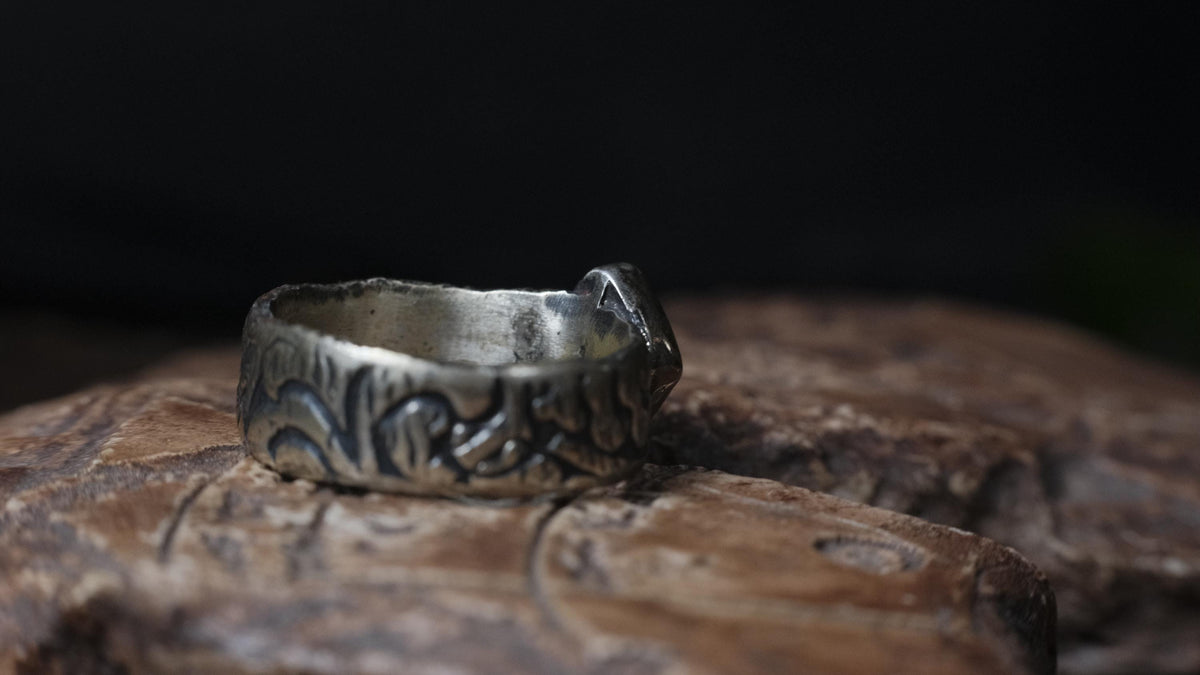 Electric blue and green Yowah boulder opal ring in 9ct gold and textured sterling silver, size 10.5