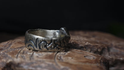 Electric blue and green Yowah boulder opal ring in 9ct gold and textured sterling silver, size 10.5