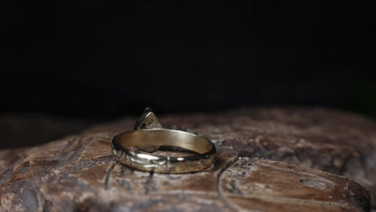 Inside view of the gold ring band and crystal opal setting