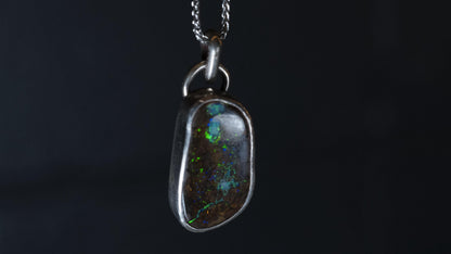 Boulder Opal Set in Sterling Silver with Chain