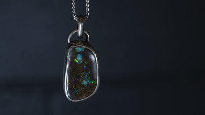 Boulder Opal Set in Sterling Silver with Chain