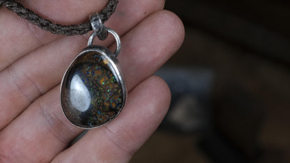 Yowah boulder opal necklace detail by The Silver Mill