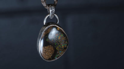Sterling silver Yowah boulder opal necklace handmade in Australia