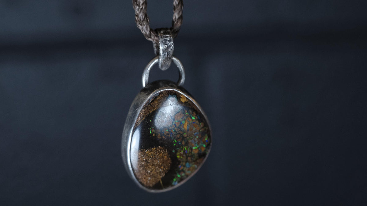 Yowah opal pendant showing blue and green colour