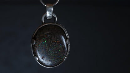 Koroit boulder opal pendant on sterling silver snake chain
