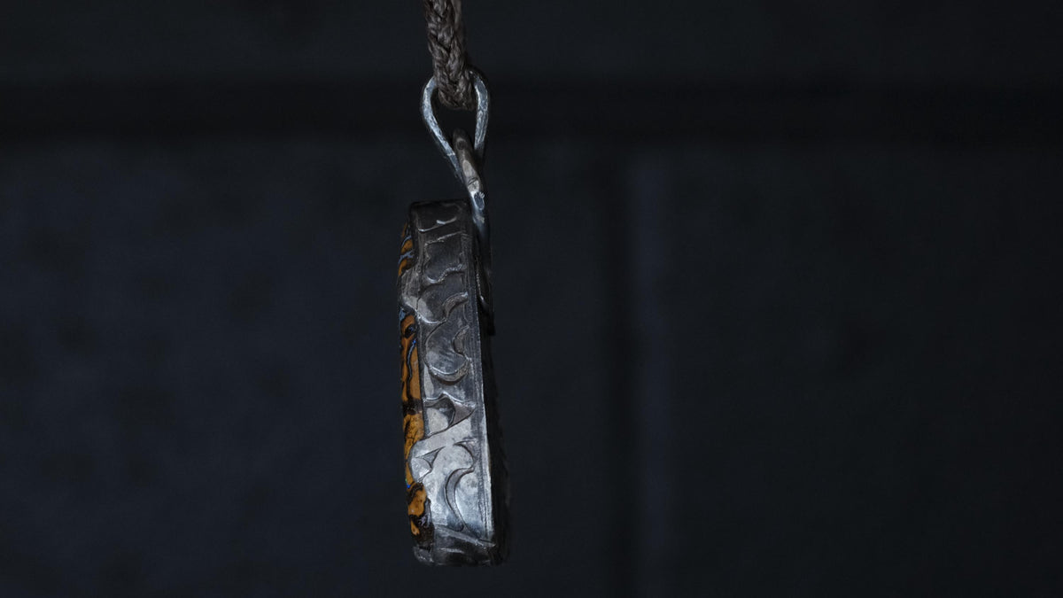 Handmade sterling silver Yowah opal necklace by The Silver Mill