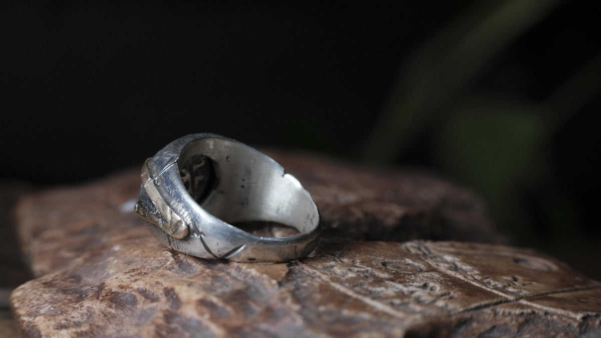 One of a kind Pieces of Eight inspired sterling silver coin ring