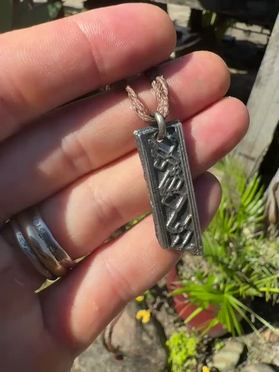 Alien Geometry Temple Relic Talisman Pendant in Sterling Silver on Adjustable Cord