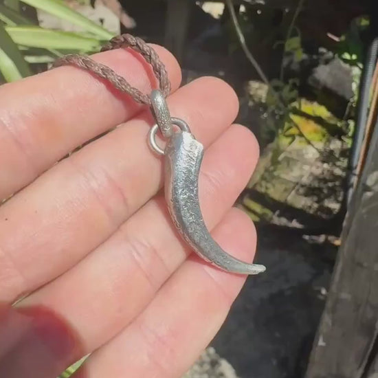 Eagle Talon Talisman Pendant in Sterling Silver on Adjustable Cord