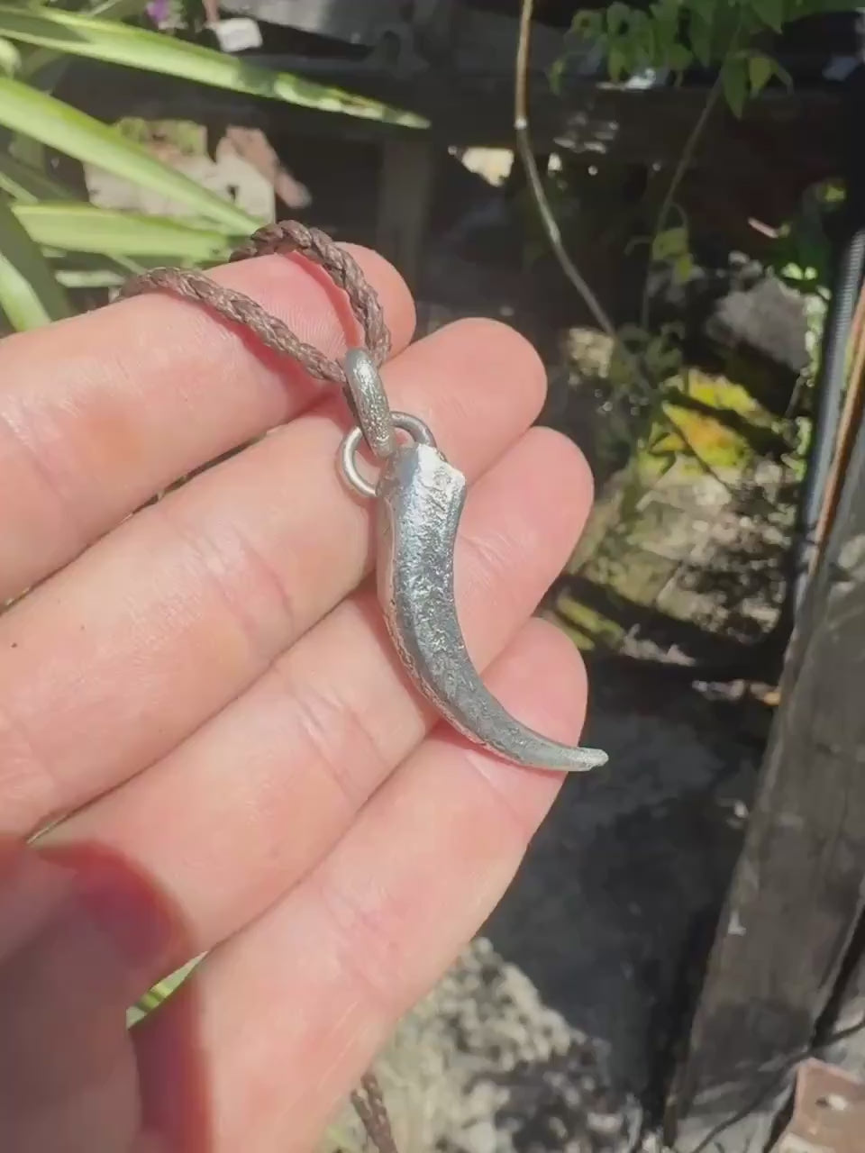 Eagle Talon Talisman Pendant in Sterling Silver on Adjustable Cord