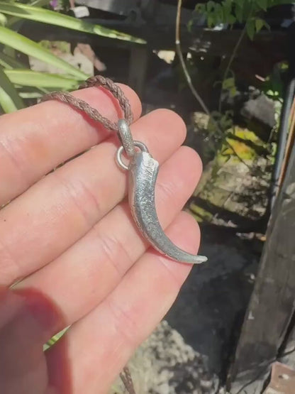 Eagle Talon Talisman Pendant in Sterling Silver on Adjustable Cord