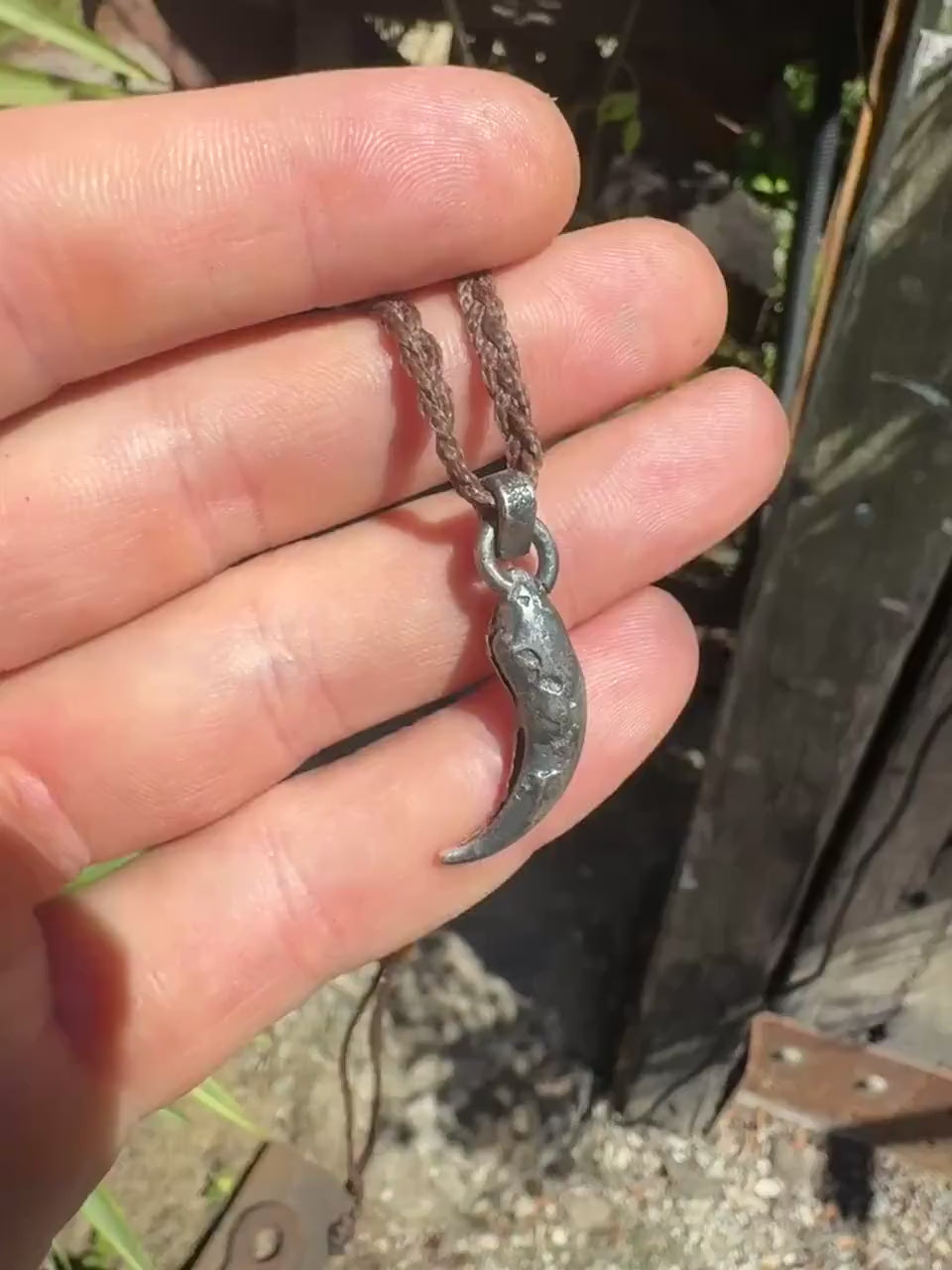 Small Eagle Talon Talisman Pendant in Sterling Silver on Adjustable Cord