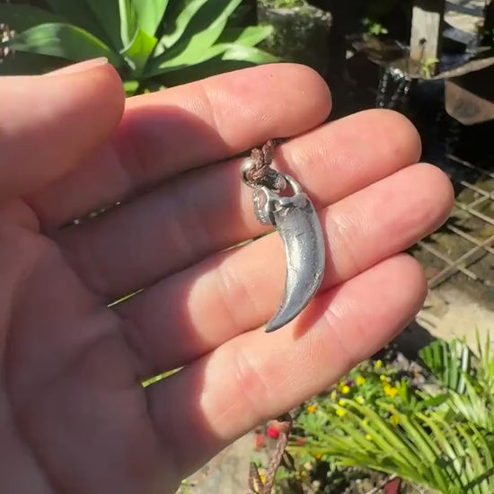 Wolf Claw Talisman Pendant in Sterling Silver on Adjustable Hand Woven Cord