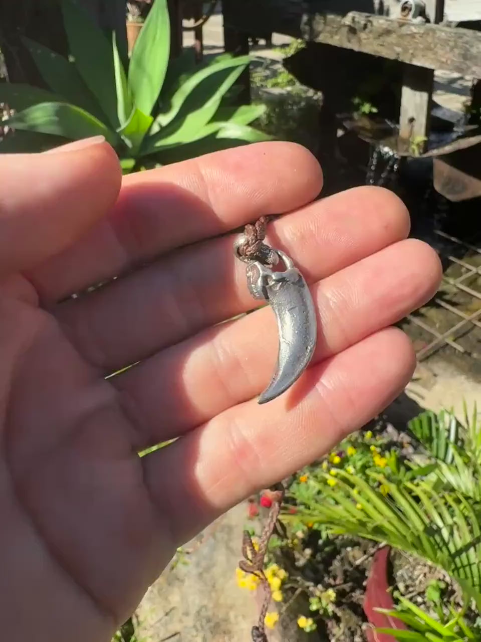 Wolf Claw Talisman Pendant in Sterling Silver on Adjustable Hand Woven Cord