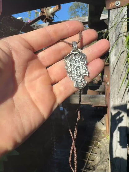 Metatron's cube Pendant in Sterling Silver - Sacred Geometry Jewelry - Oxidised Finish