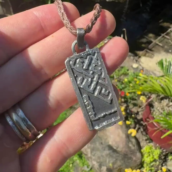 The Endless Knot or Shrivatsa Temple Relic Talisman Pendant in Sterling Silver on Adjustable Cord