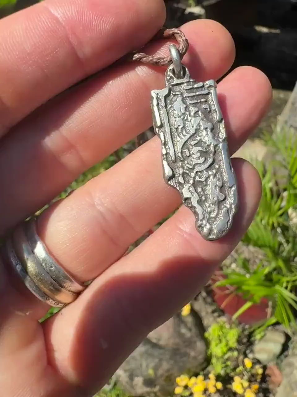 Spiral Out Unilome Temple Relic Talisman Pendant in Sterling Silver on Adjustable Cord