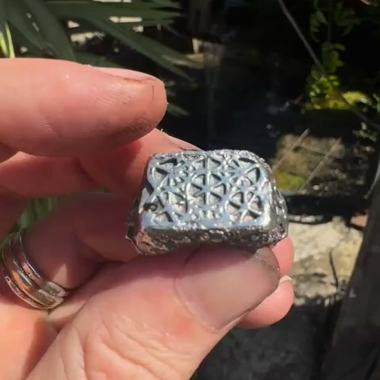 Metatron's Cube Sacred Geometry Sterling Silver Signet Band 9