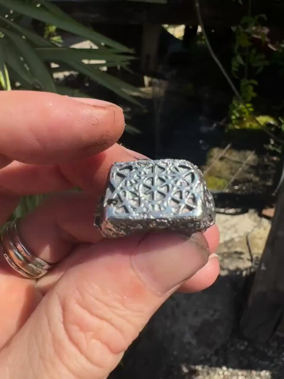 Metatron's Cube Sacred Geometry Sterling Silver Signet Band 9